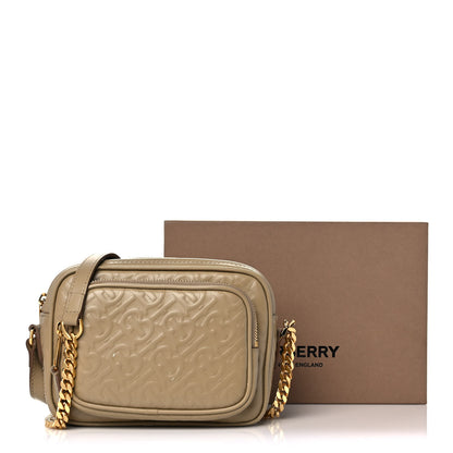 Burberry Calfskin Embossed Monogram Camera Chain Bag Honey 12 of 12