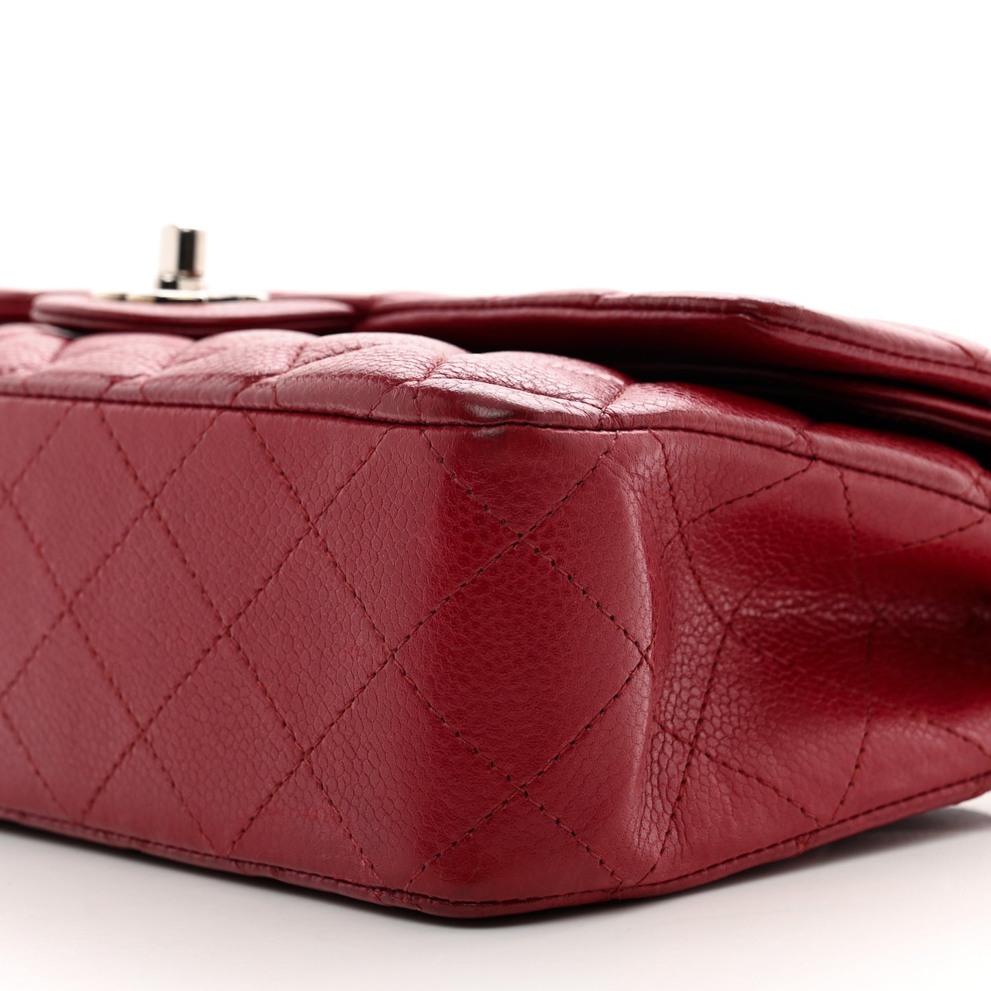 Caviar Quilted Medium Double Flap Dark Red