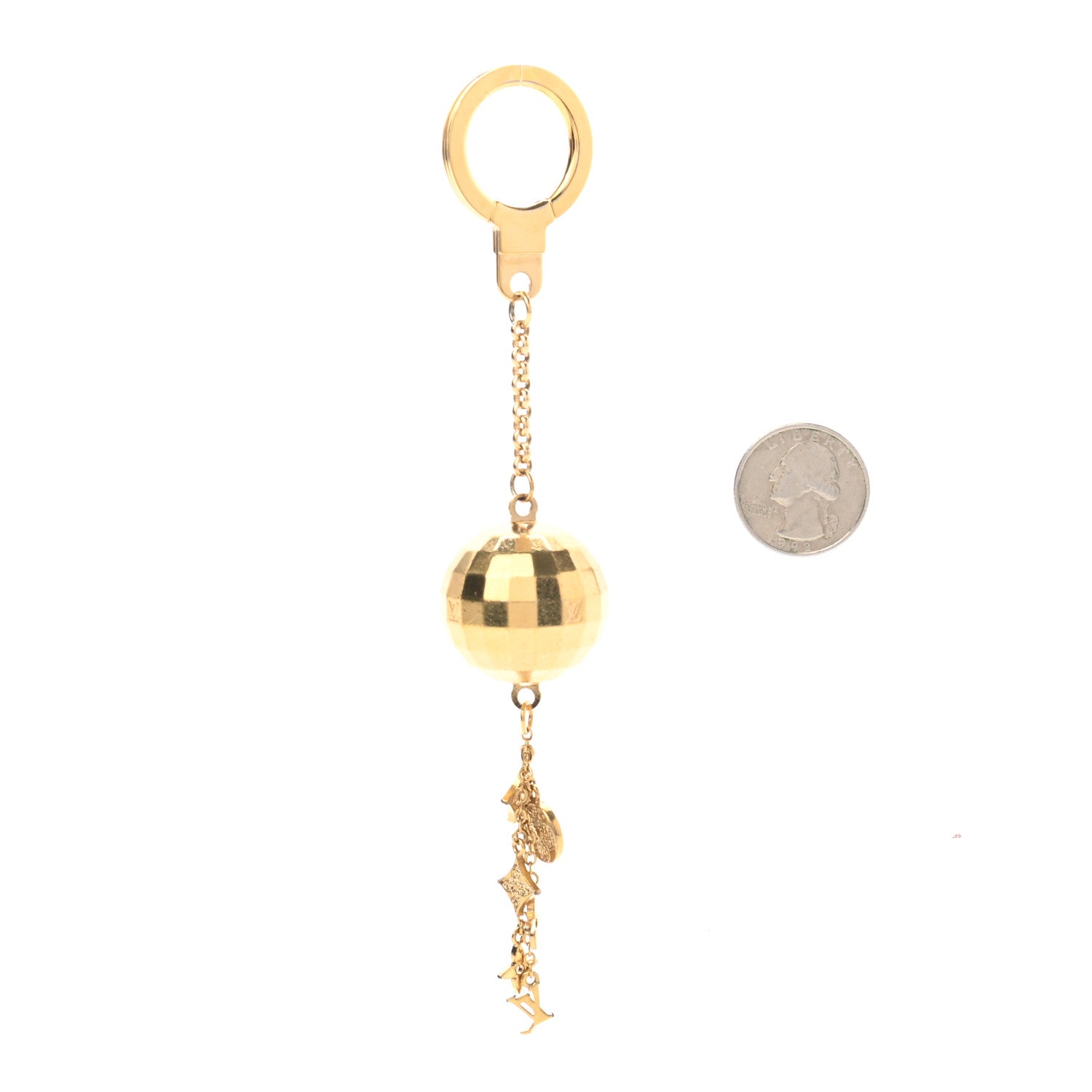 Louis Vuitton Mirror Ball Disco Key Holder Chain Ring Gold 2 of 3