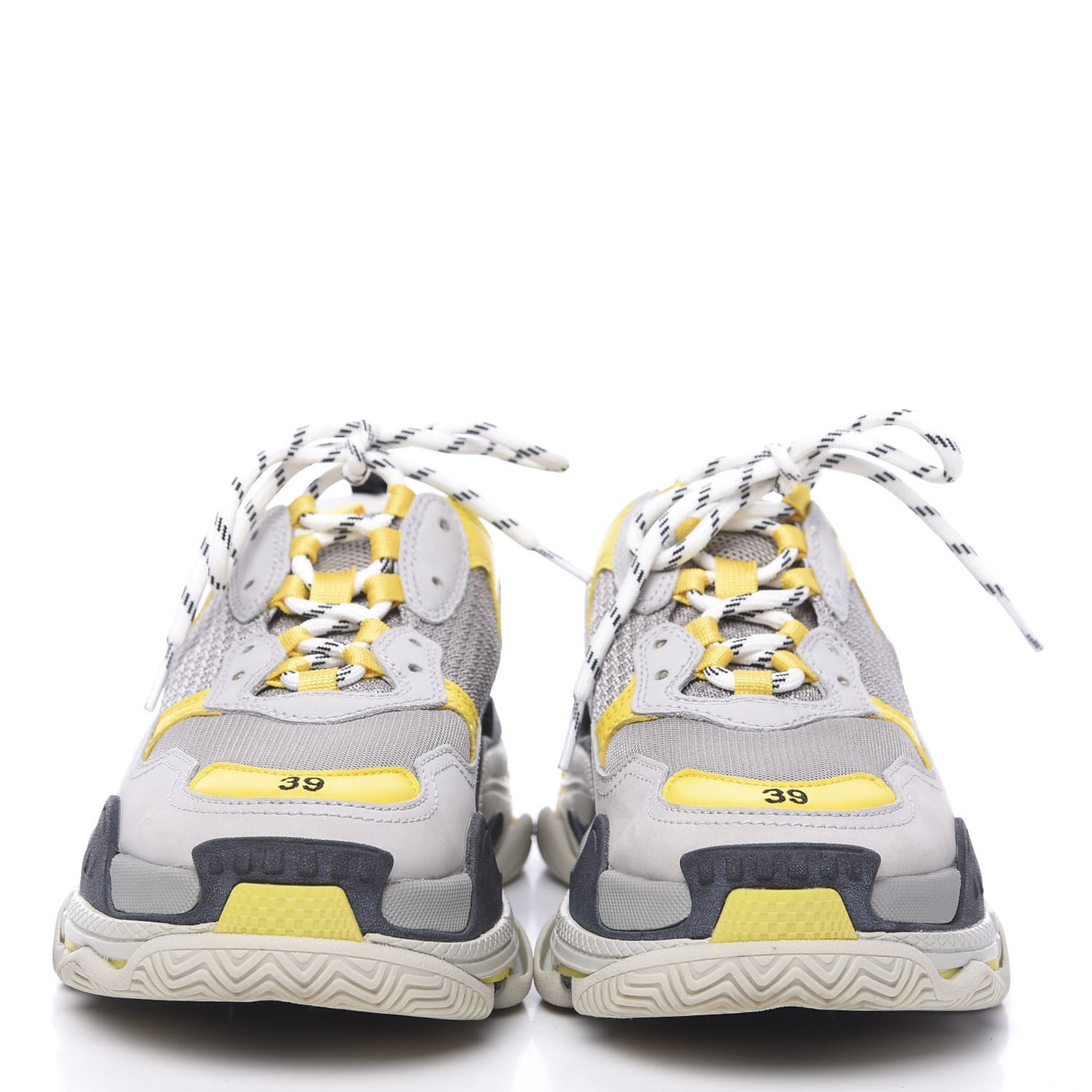 Fabric Mesh Womens Triple S Sneakers 39 Yellow Grey White