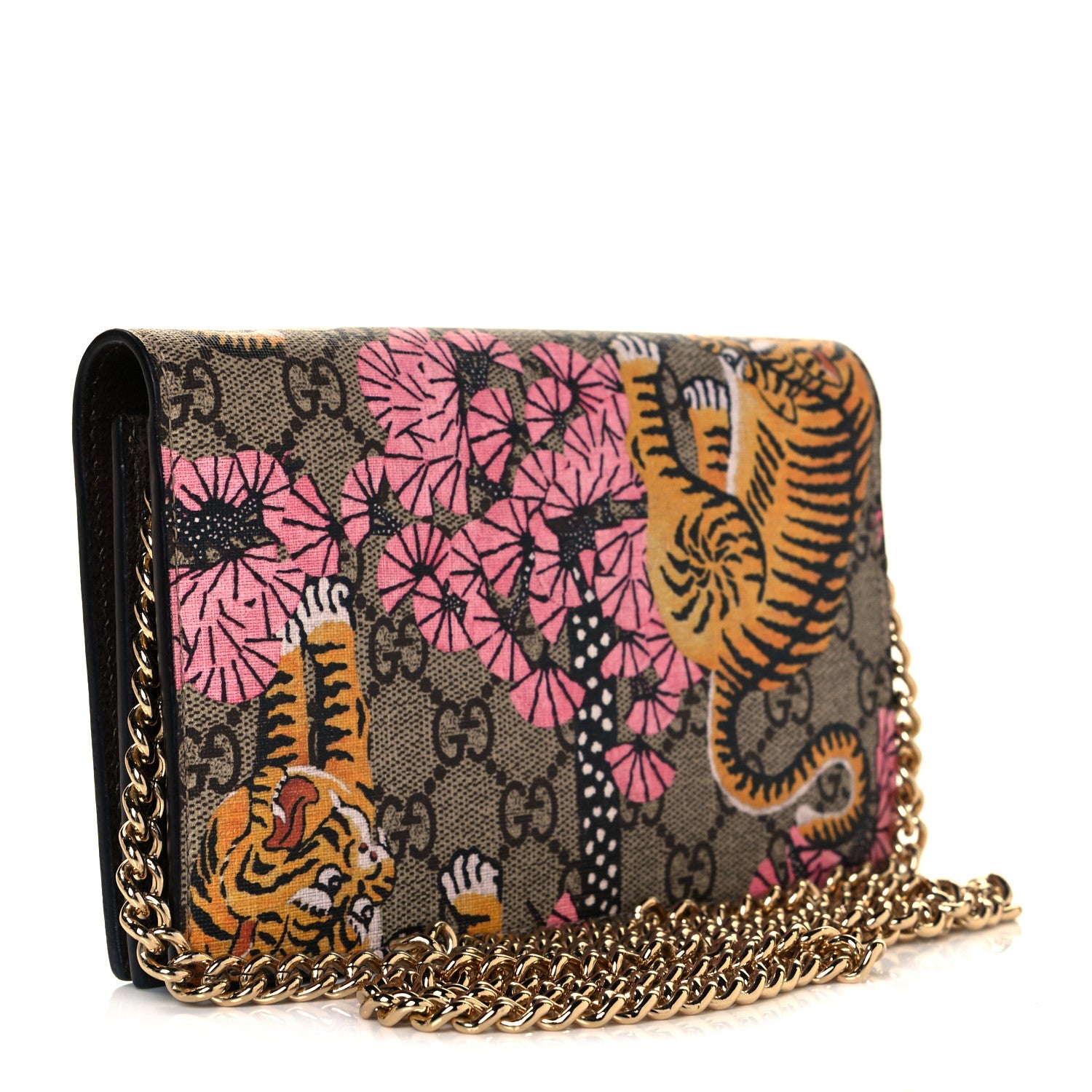 Gucci GG Supreme Monogram Bengal Chain Wallet Beige Pink 3 of 9