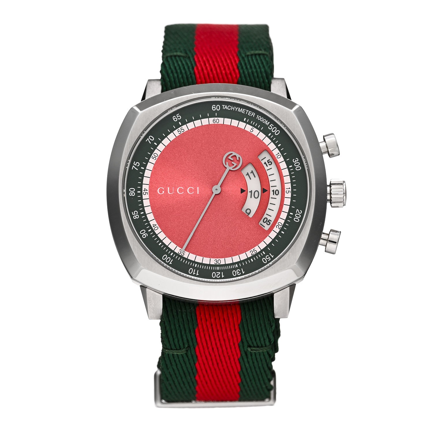 Gucci Stainless Steel Fabric 40mm Grip Quartz Watch Green 1 of 4