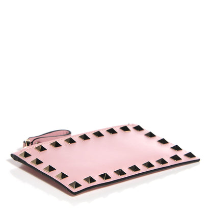 Valentino Garavani Calfskin Rockstud Coin Case Card Holder Water Rose 4 of 8