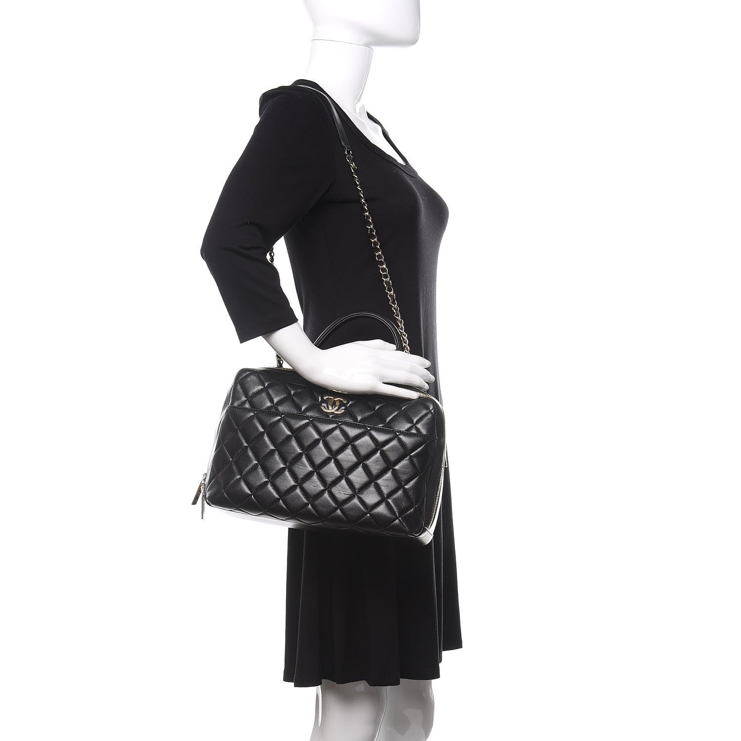 Chanel Lambskin Quilted Large Trendy CC Bowling Bag Black 2 of 11
