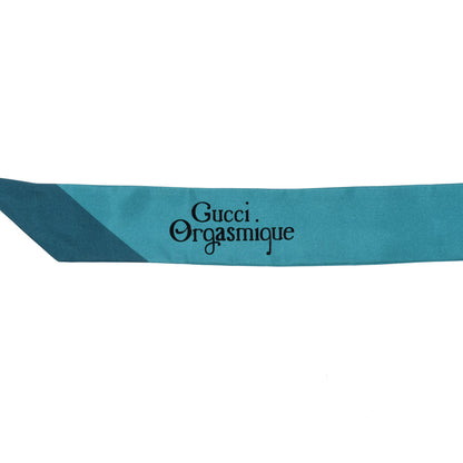 Gucci Silk Twill Gasmique Neck Bow Scarf Turquoise Blue 3 of 4