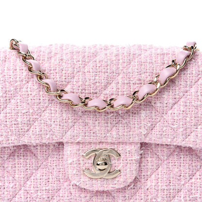 Chanel Tweed Quilted Mini Rectangular Flap Pink 10 of 11