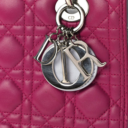 Christian Dior Lambskin Cannage Medium Tri-Color Lady Dior Fuchsia Grey Light Blue 7 of 13