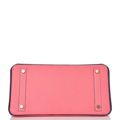 Hermes Epsom Horseshoe Birkin 30 Rose Azalee Bleu Saphir 31 of 32