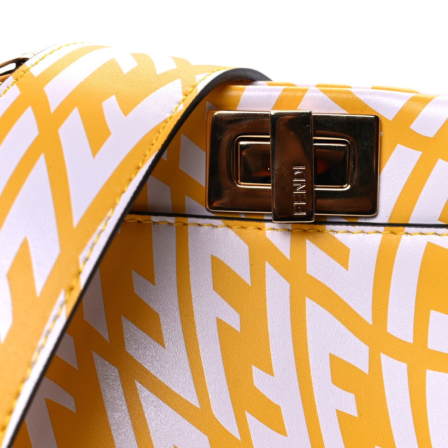 X SARAH COLEMAN Vitello Liberty Shiny Nappa Plexiglass FF Vertigo Mini Peekaboo Iconic Satchel  Mimosa White