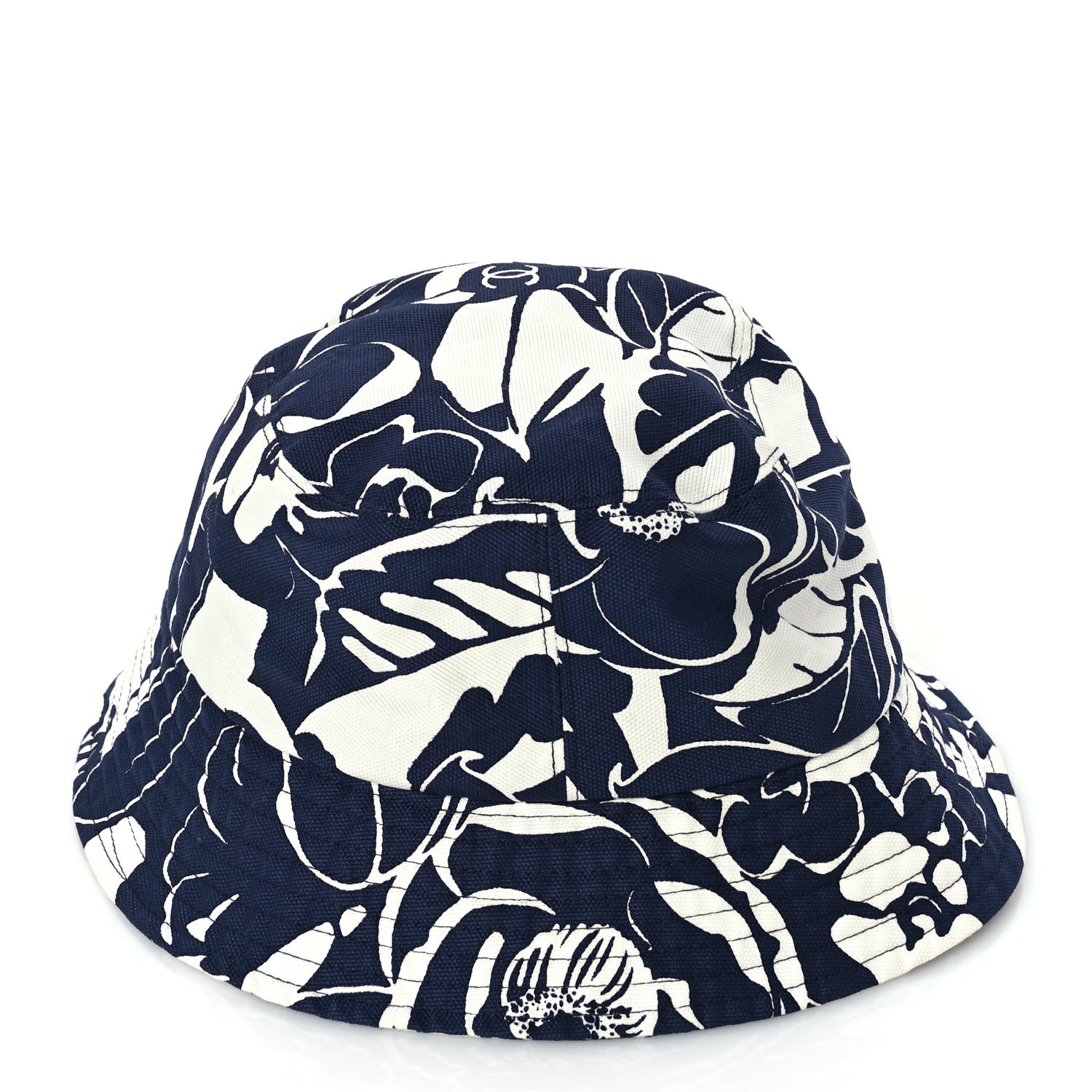 Chanel Cotton Canvas Bucket Hat L Navy Ivory 6 of 8