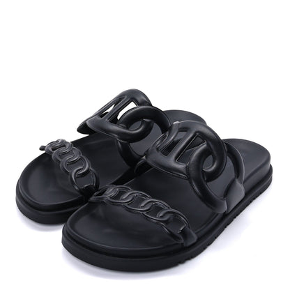 Hermes Nappa Extra Sandals 38.5 Black 3 of 10
