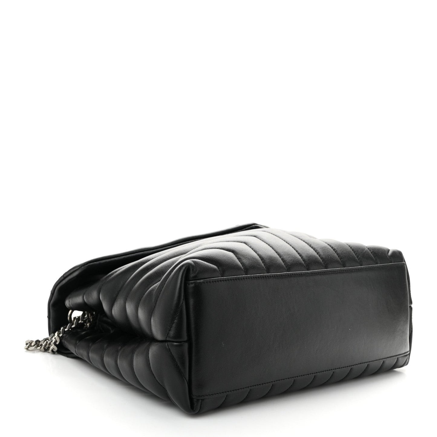 Calfskin Y Quilted Monogram Medium Loulou Chain Satchel Black