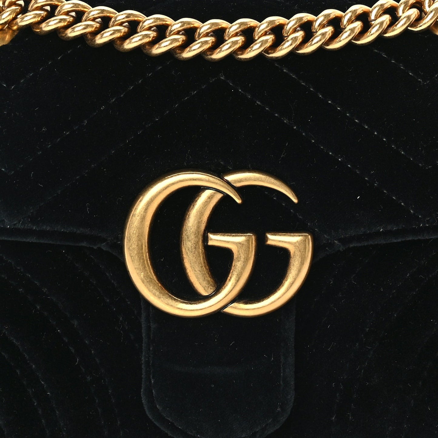 Velvet Matelasse Mini GG Marmont Shoulder Bag  Black
