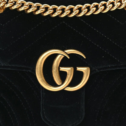 Gucci Velvet Matelasse Mini GG Marmont Shoulder Bag  Black 7 of 9