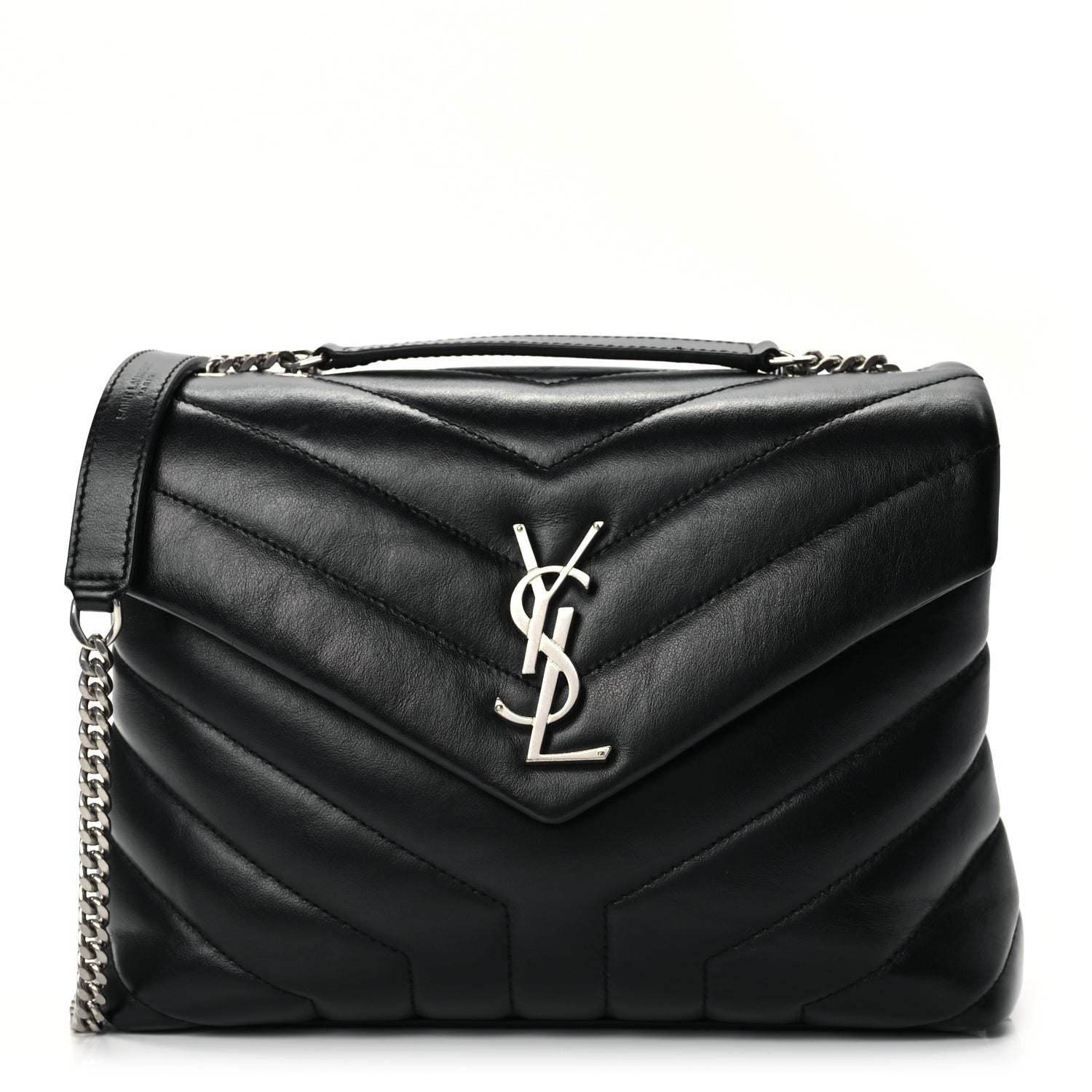 Saint Laurent Calfskin Y Quilted Monogram Small Loulou Chain Satchel Black 1 of 9