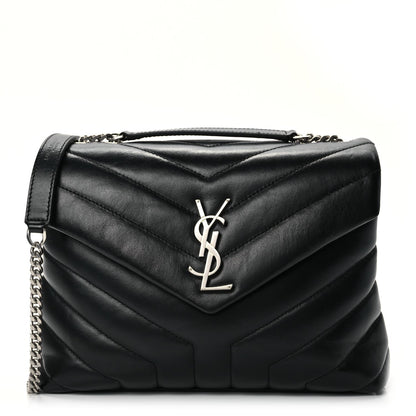 Saint Laurent Calfskin Y Quilted Monogram Small Loulou Chain Satchel Black 1 of 9