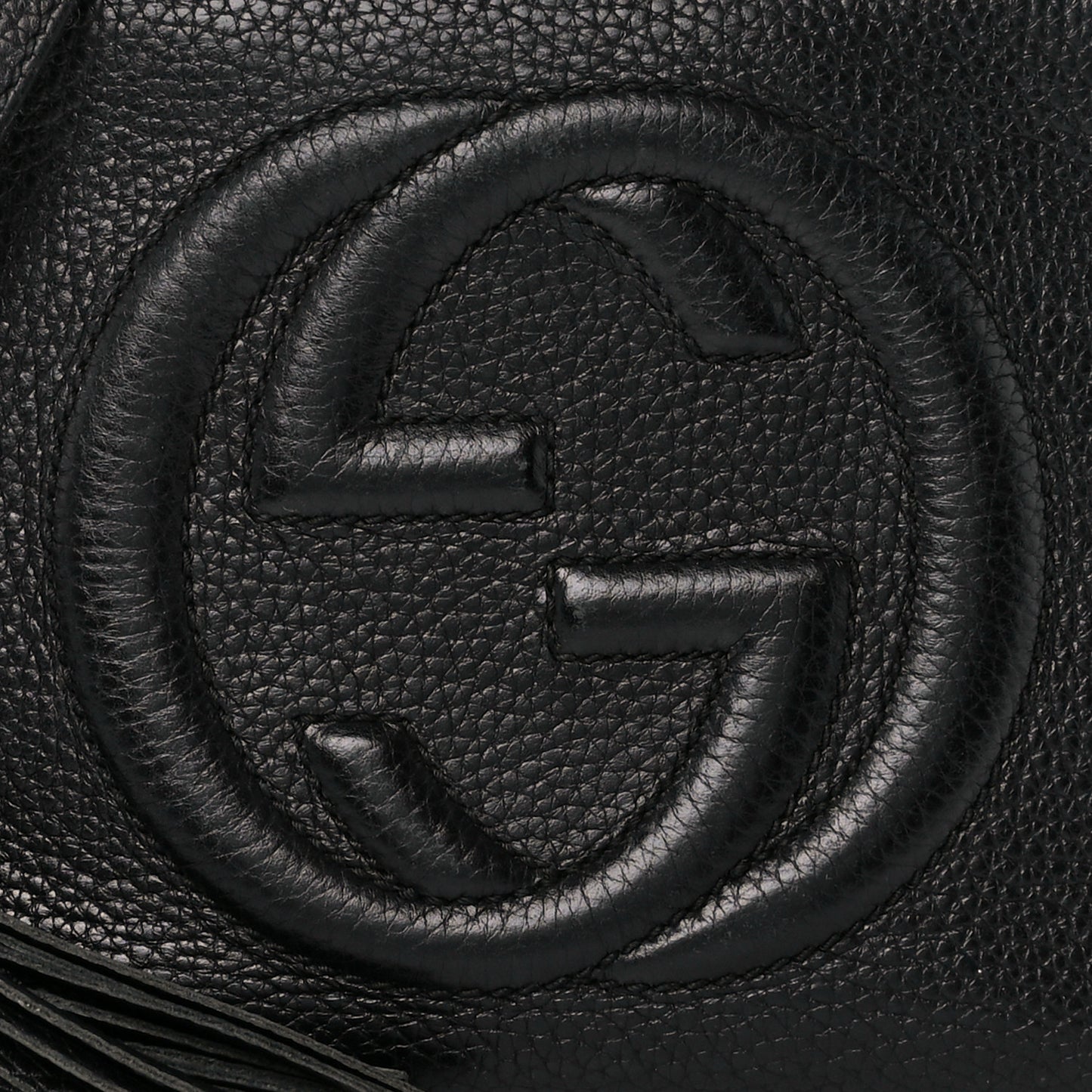 Pebbled Calfskin Small Soho Disco Bag Black