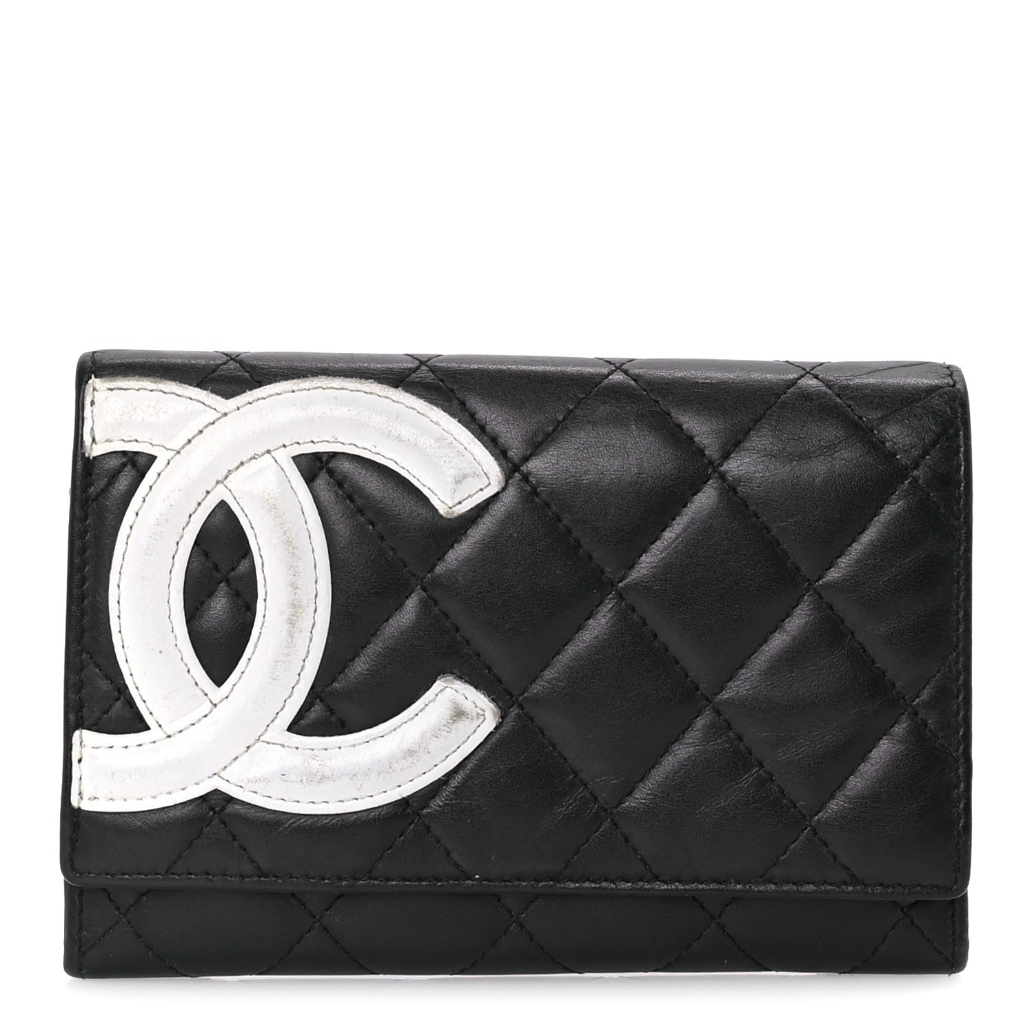 Chanel Calfskin Quilted Cambon Flap Wallet Black White 1 of 7