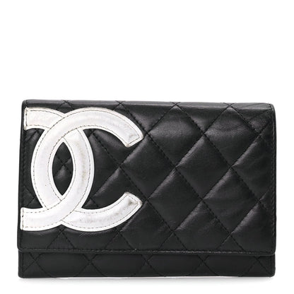 Chanel Calfskin Quilted Cambon Flap Wallet Black White 1 of 7