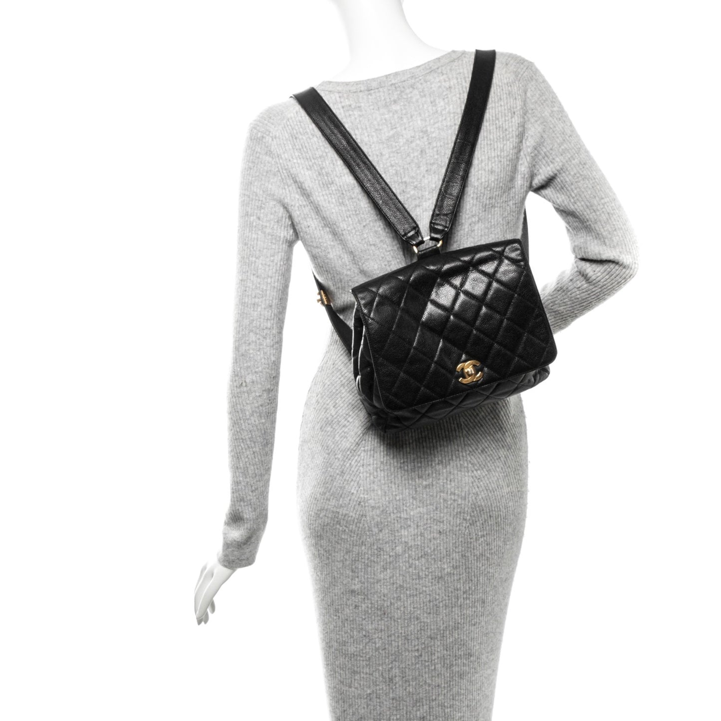 Caviar Quilted Backpack Black