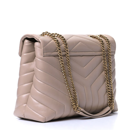 Saint Laurent Calfskin Y Quilted Monogram Medium Loulou Chain Satchel Dark Beige 2 of 6