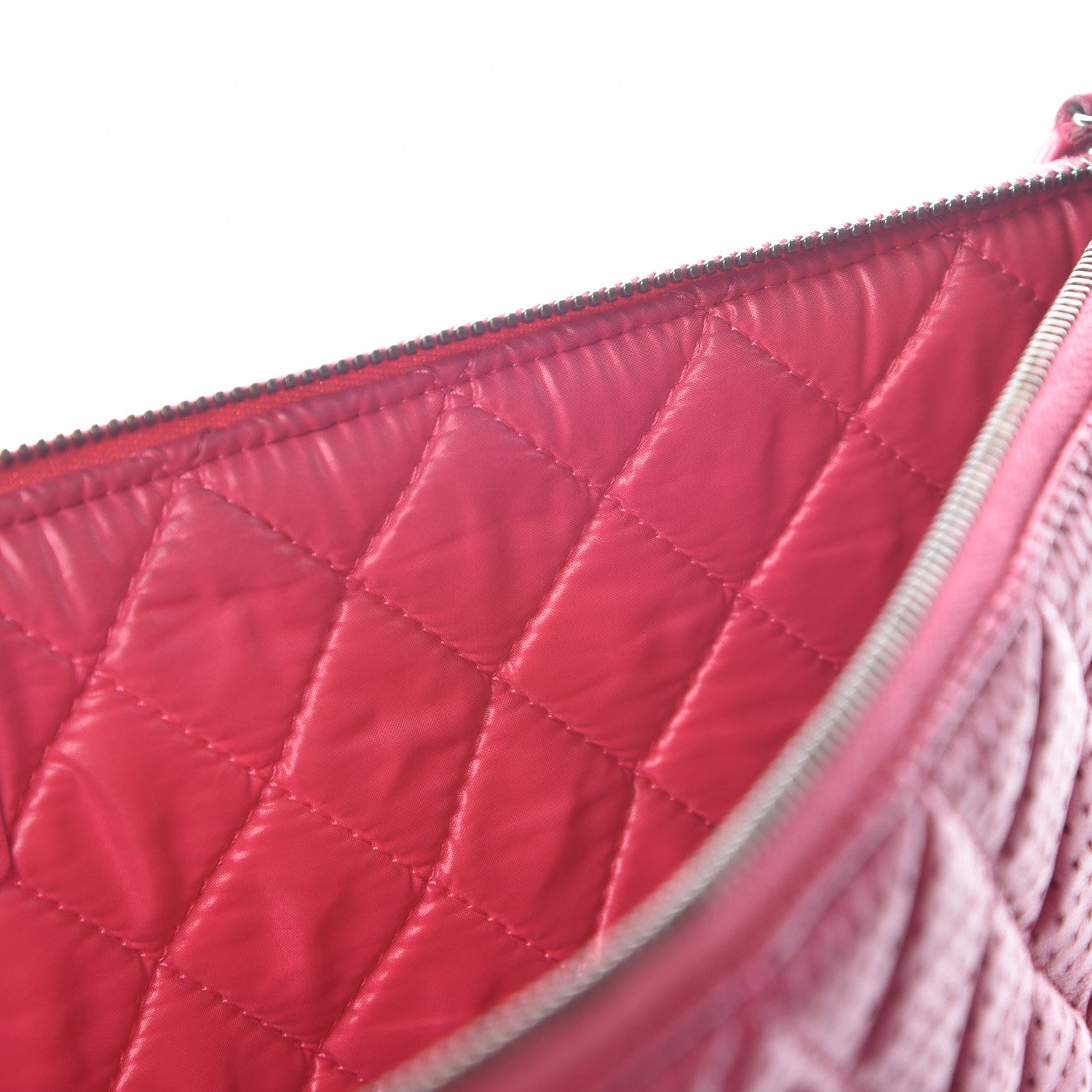 Chanel Perforated Lambskin Quilted Large Cosmetic Case Pink 9 of 15