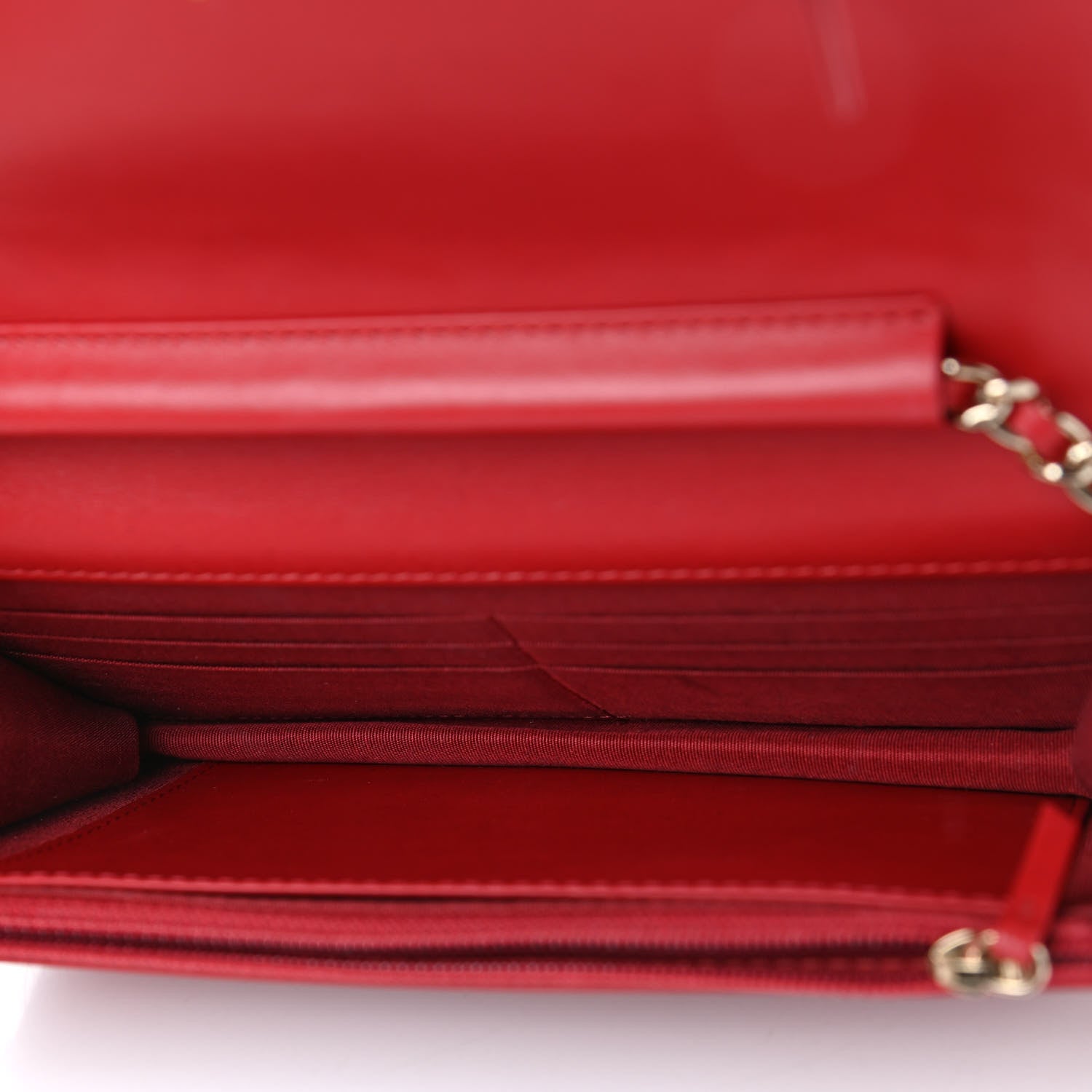 Chanel Caviar Camellia Embossed Wallet On Chain WOC Red 4 of 4