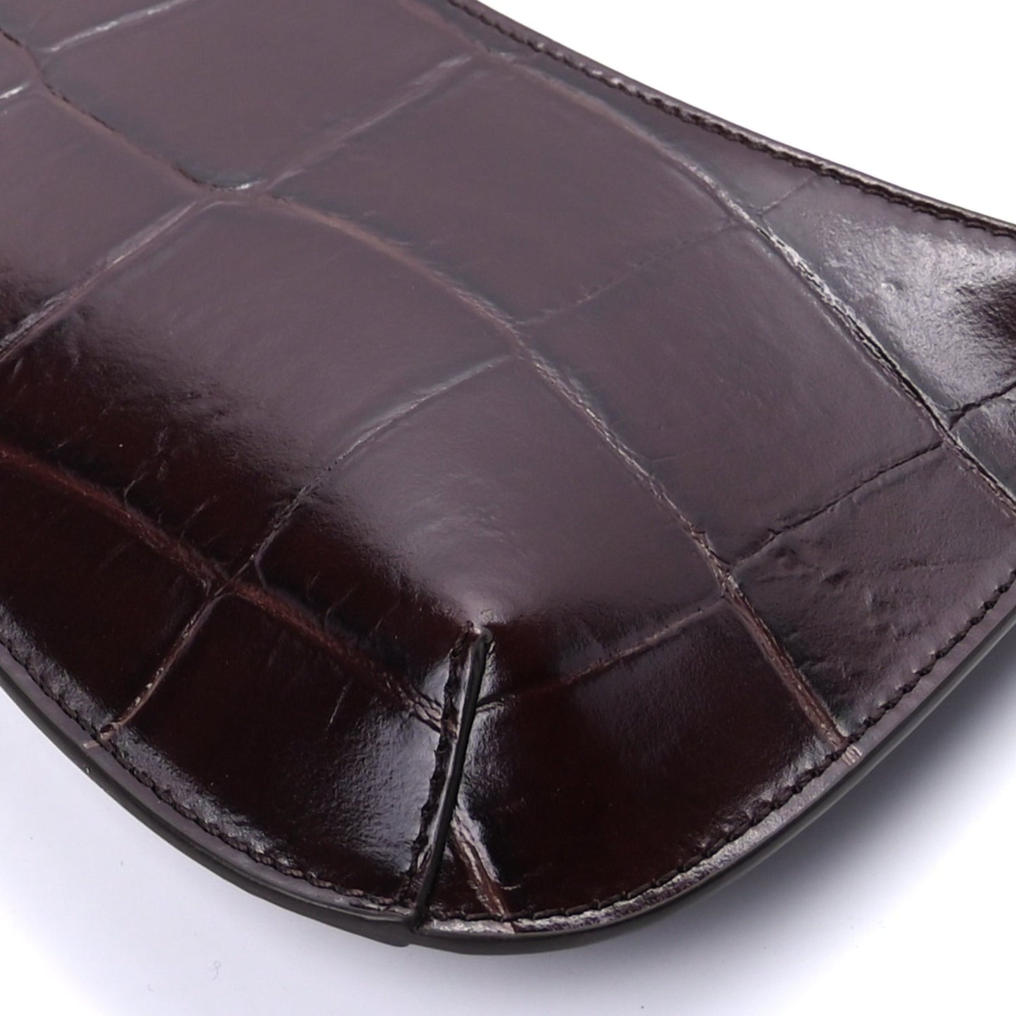 Calfskin Crocodile Embossed Le Bisou Midnight Brown