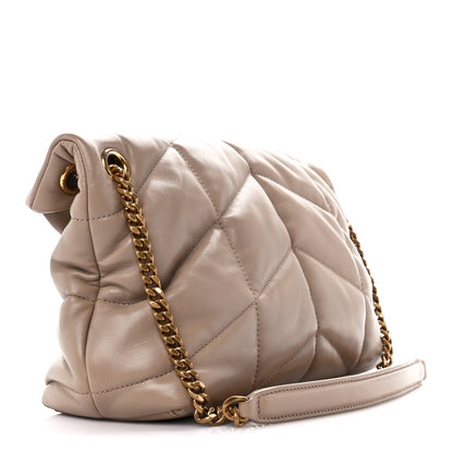 Saint Laurent Lambskin Quilted Small Loulou Puffer Monogram Chain Satchel Dark Beige 3 of 11