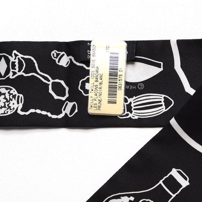 Hermes Silk Les Flacons Bandana Twilly Prune Noir Blanc 3 of 5