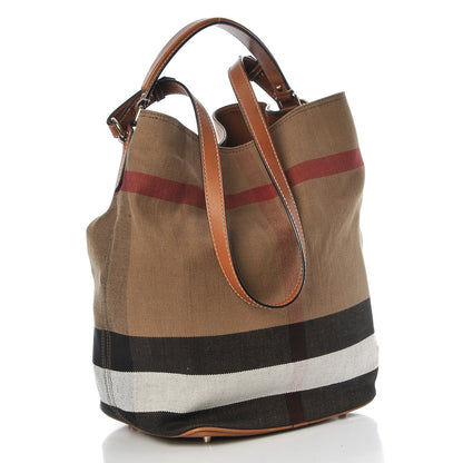 Burberry Canvas Mega Check Medium Ashby Hobo Saddle Brown 4 of 9