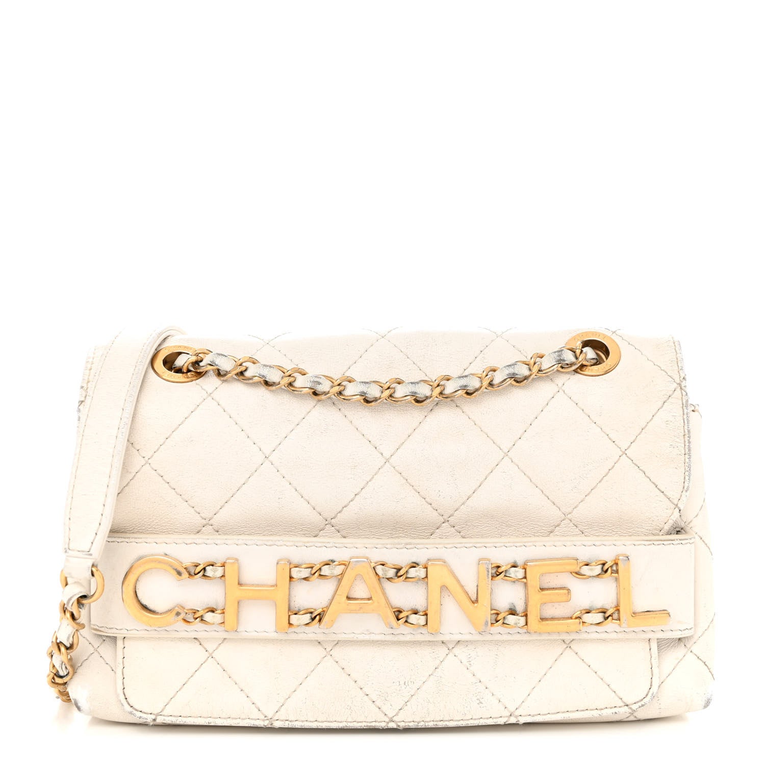 Chanel Calfskin Quilted Small Enchained Flap White 1 of 17