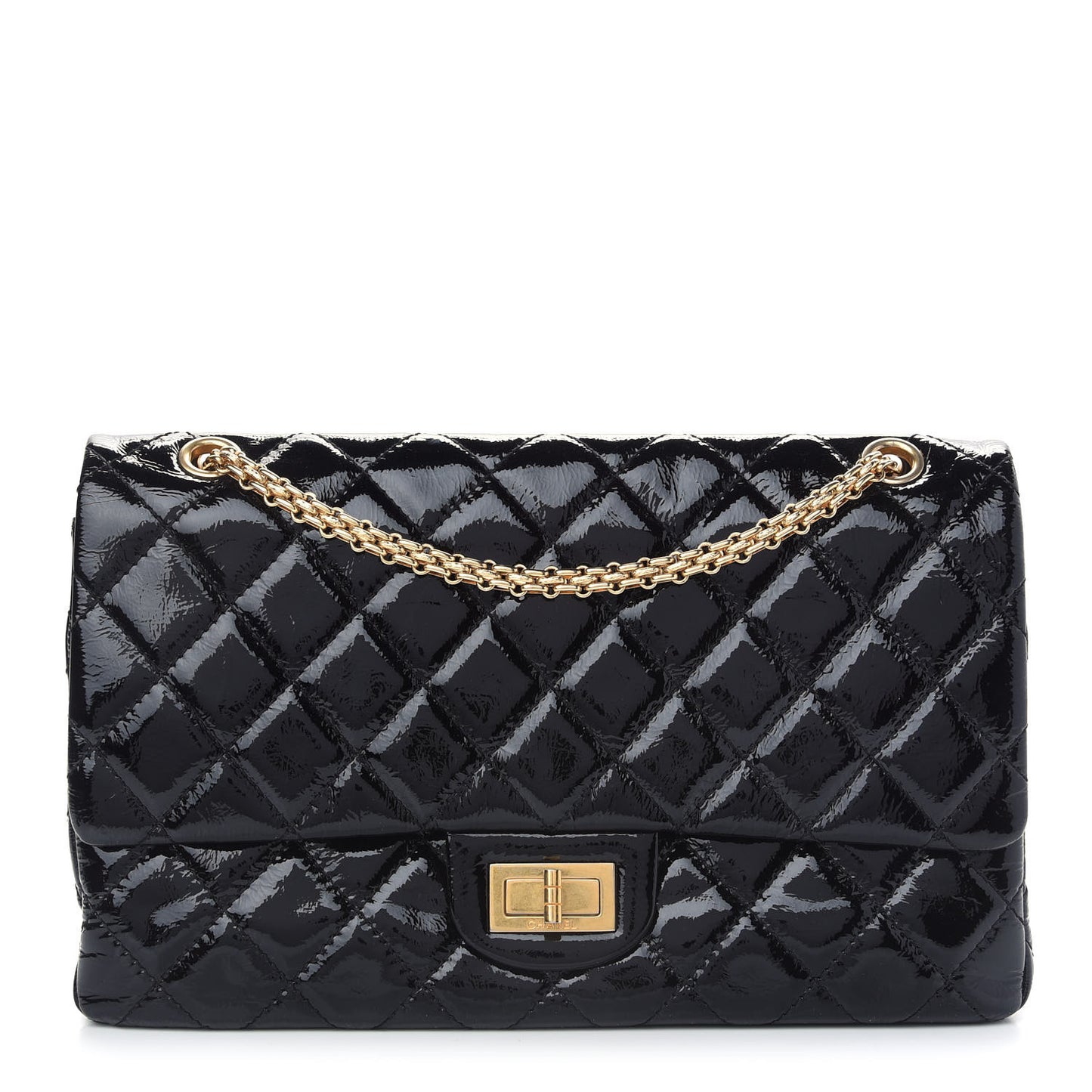 Distressed Patent Quilted 2.55 Reissue 226 Flap Black