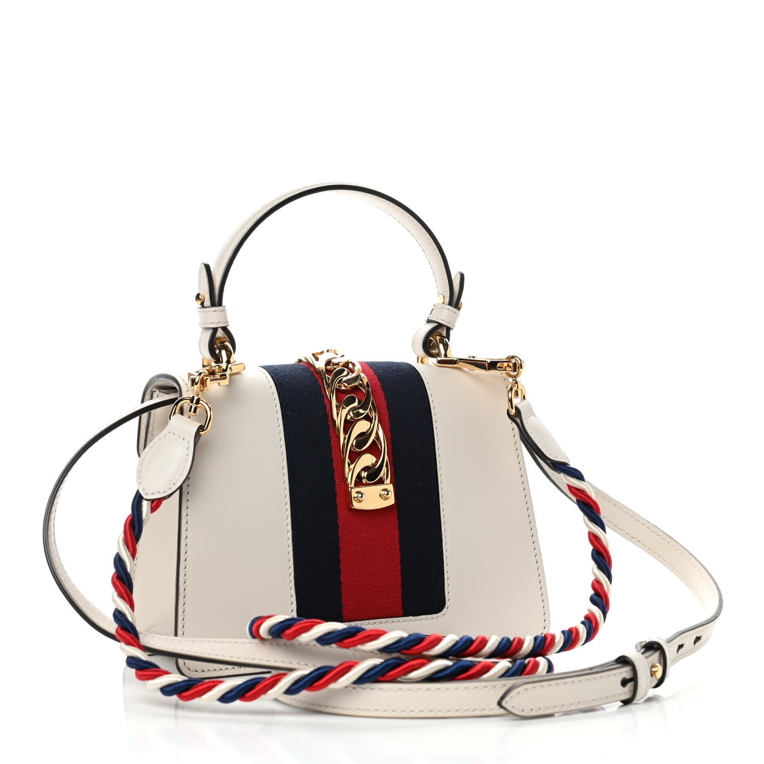 Gucci Calfskin Mini Sylvie Top Handle Bag White 2 of 5
