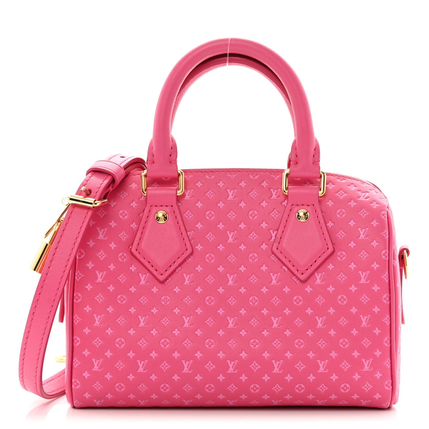 Calfskin Nanogram Embossed Speedy Bandouliere 20 Rose