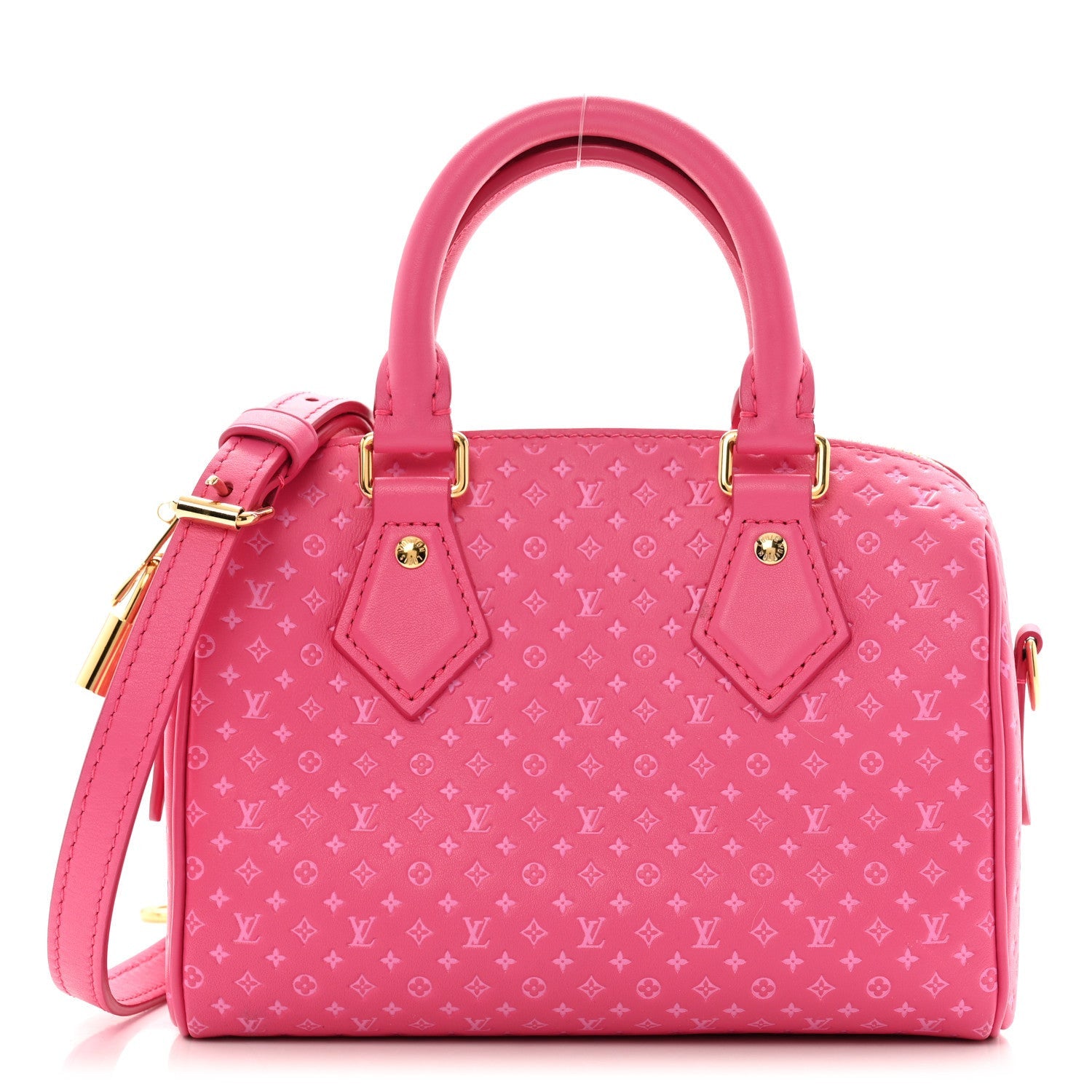 Louis Vuitton Calfskin Nanogram Embossed Speedy Bandouliere 20 Rose 1 of 7