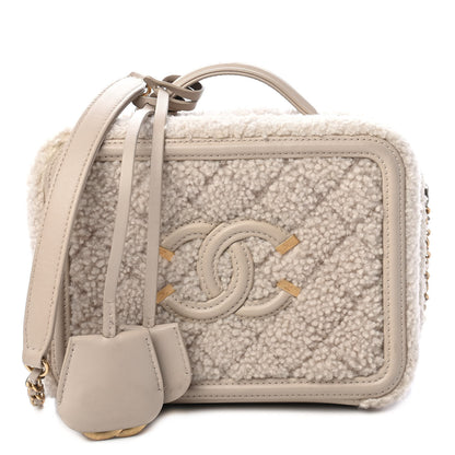 Chanel Shearling Lambskin Quilted Small CC Filigree Vanity Case Beige 1 of 10