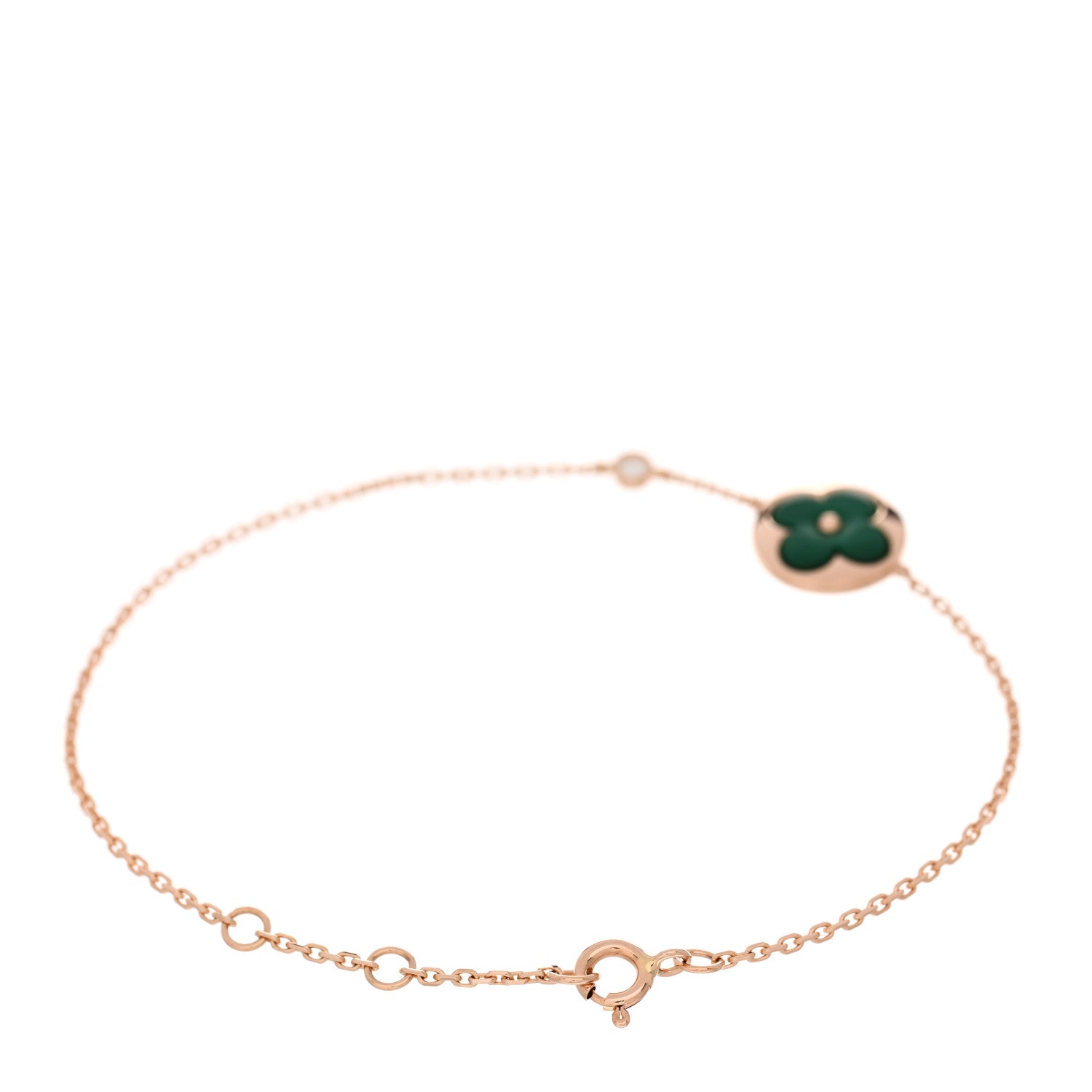 Louis Vuitton 18K Pink Gold Diamond Malachite Blossom BB Sun Bracelet 2 of 4