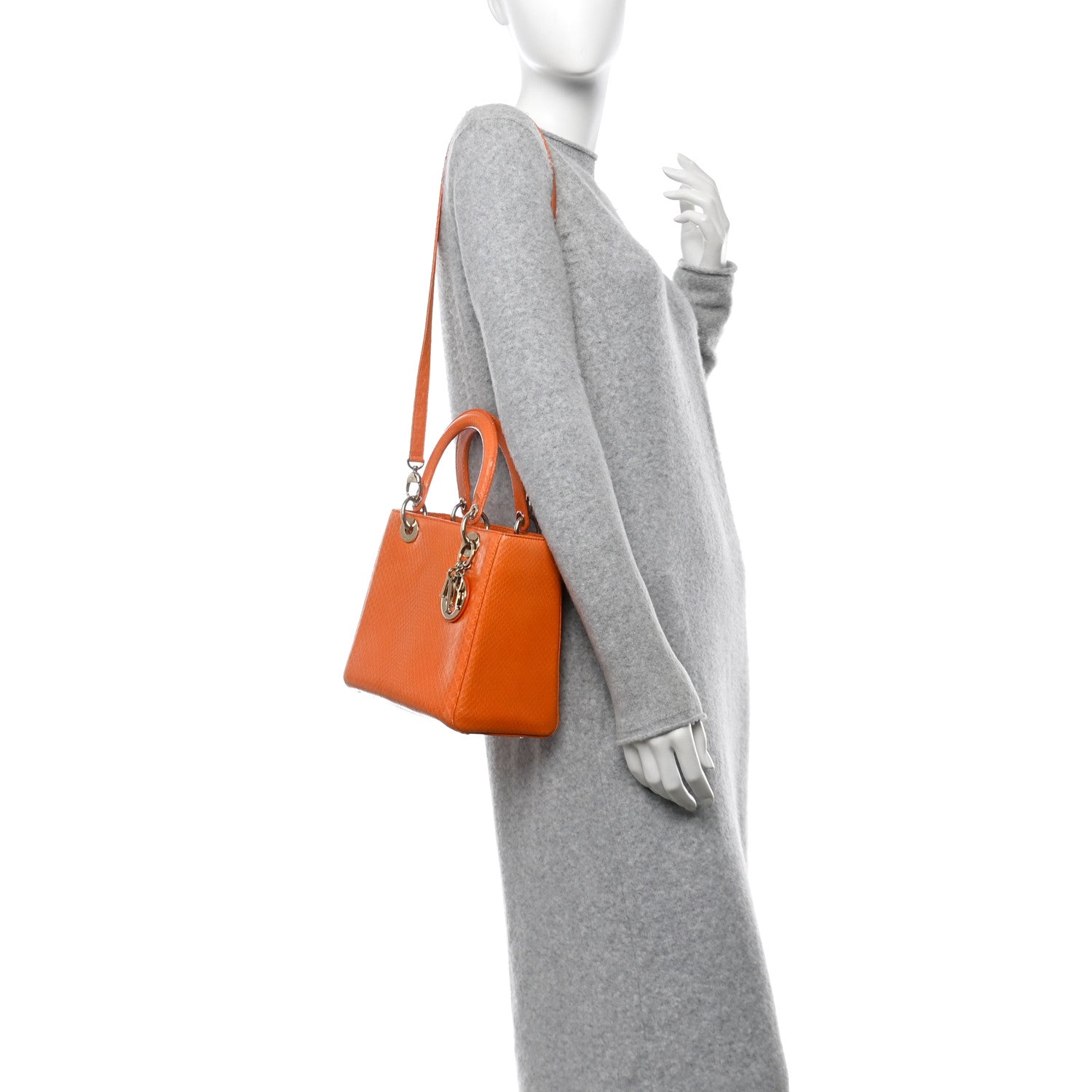 Christian Dior Snakeskin Medium Lady Dior Orange 2 of 10