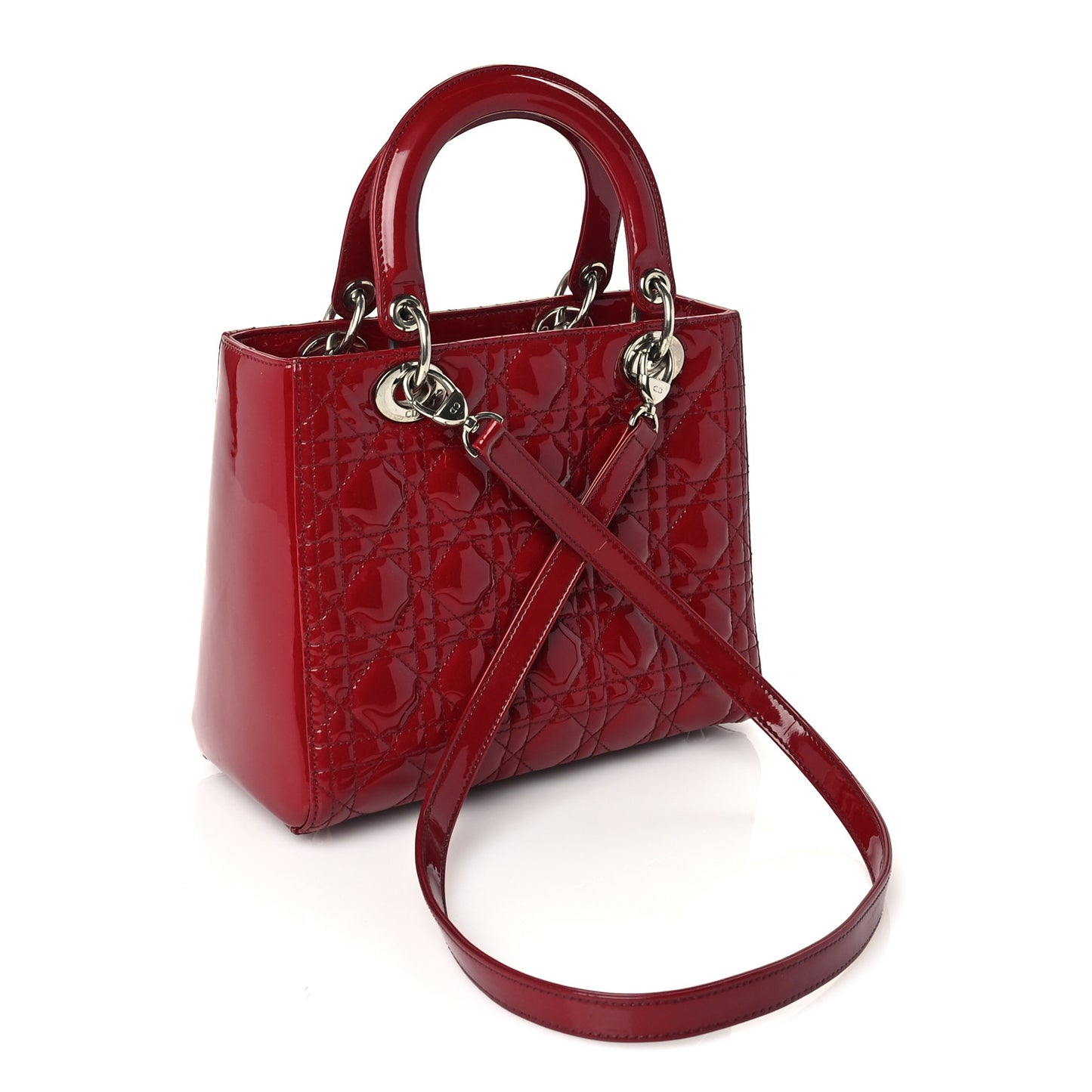 Patent Cannage Medium Lady Dior Red