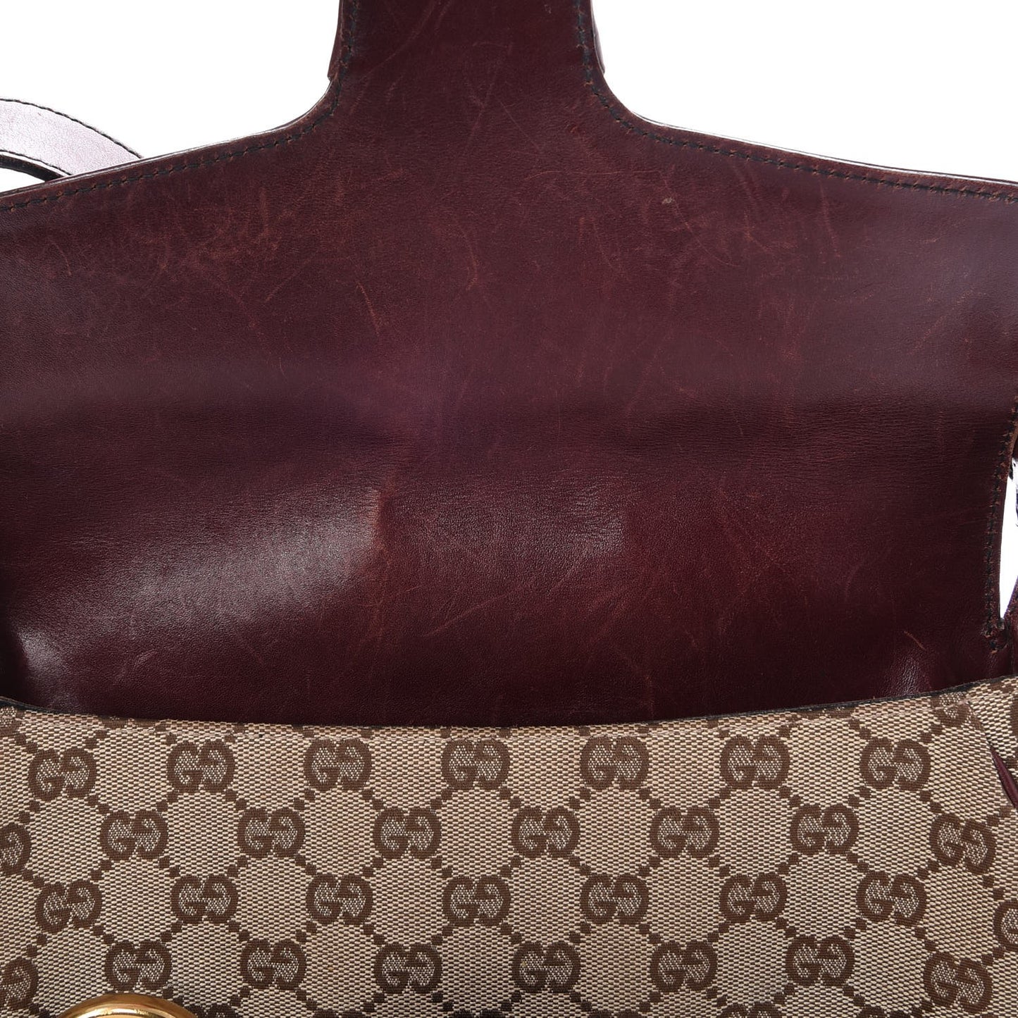 Monogram Horsebit Chain Studded Flap Burgundy