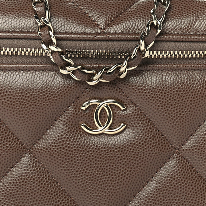 Chanel Caviar Quilted Top Handle Slim Vanity With Chain  Light Brown 7 of 9