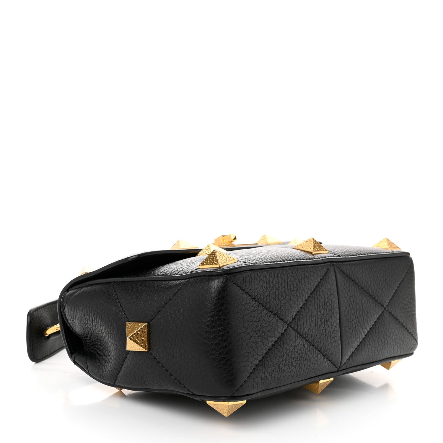 Valentino Garavani Grained Calfskin Medium Roman Stud Shoulder Bag Black 4 of 9