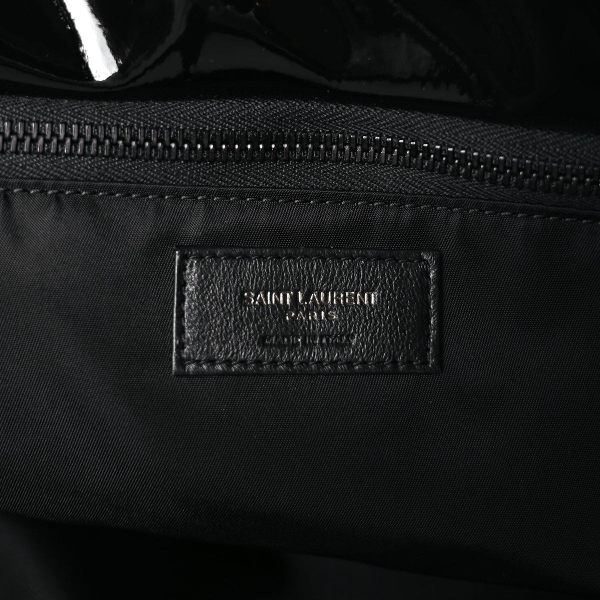 Patent Wide Puffer Maxi Tote Black