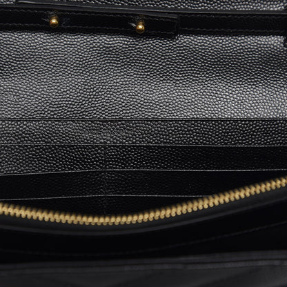 Saint Laurent Grain De Poudre Matelasse Chevron Monogram Chain Wallet Black 7 of 8