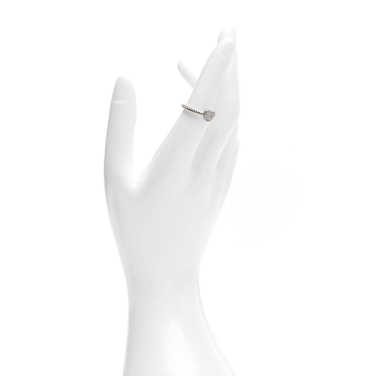 David Yurman Sterling Silver Diamond Cable Classics Heart Ring 52 6 2 of 5