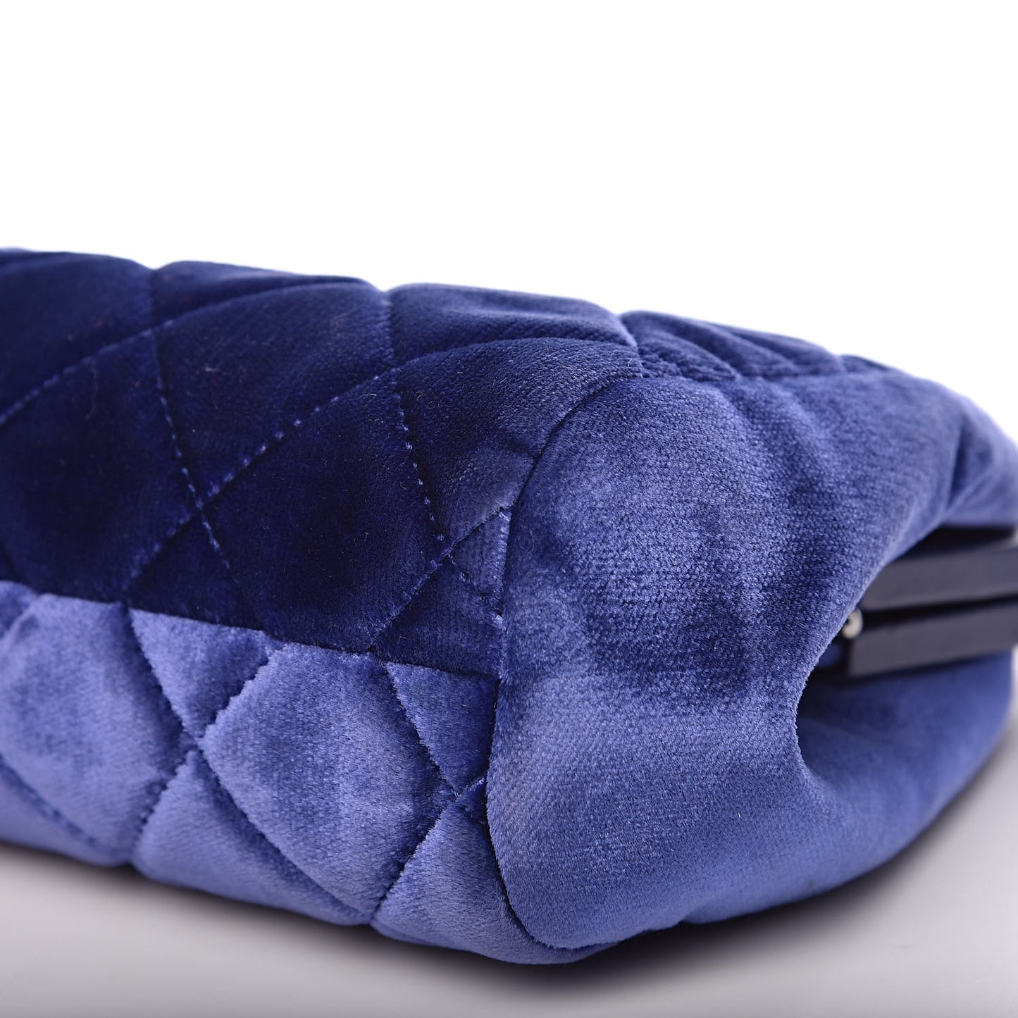 Velvet Quilted Kiss Lock Evening Bag Blue