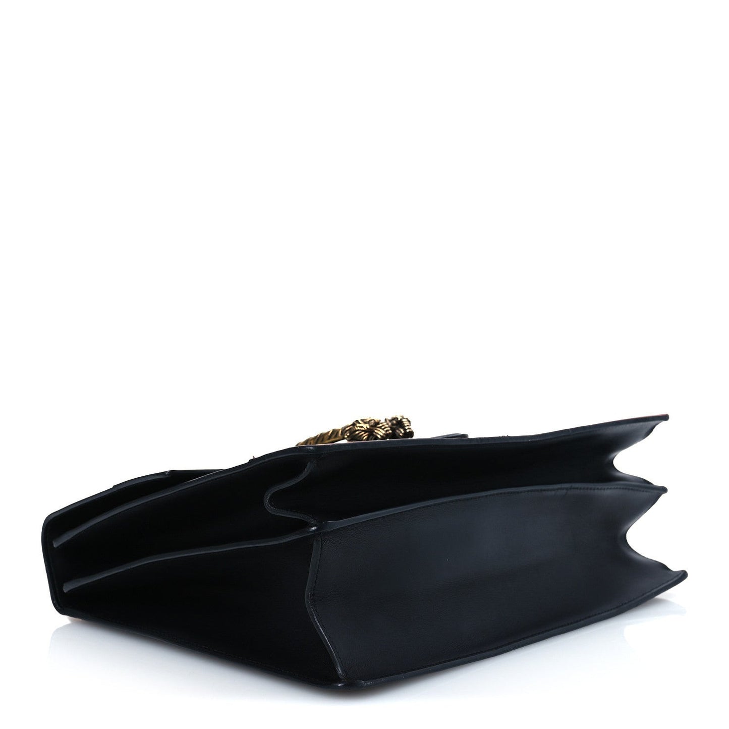 Calfskin Bamboo Web Large Dionysus Top Handle Bag Black Bright Evergreen Hibiscus Red