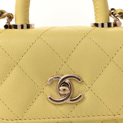 Chanel Caviar Quilted Nano Coco Handle Clutch With Chain Yellow 7 of 7