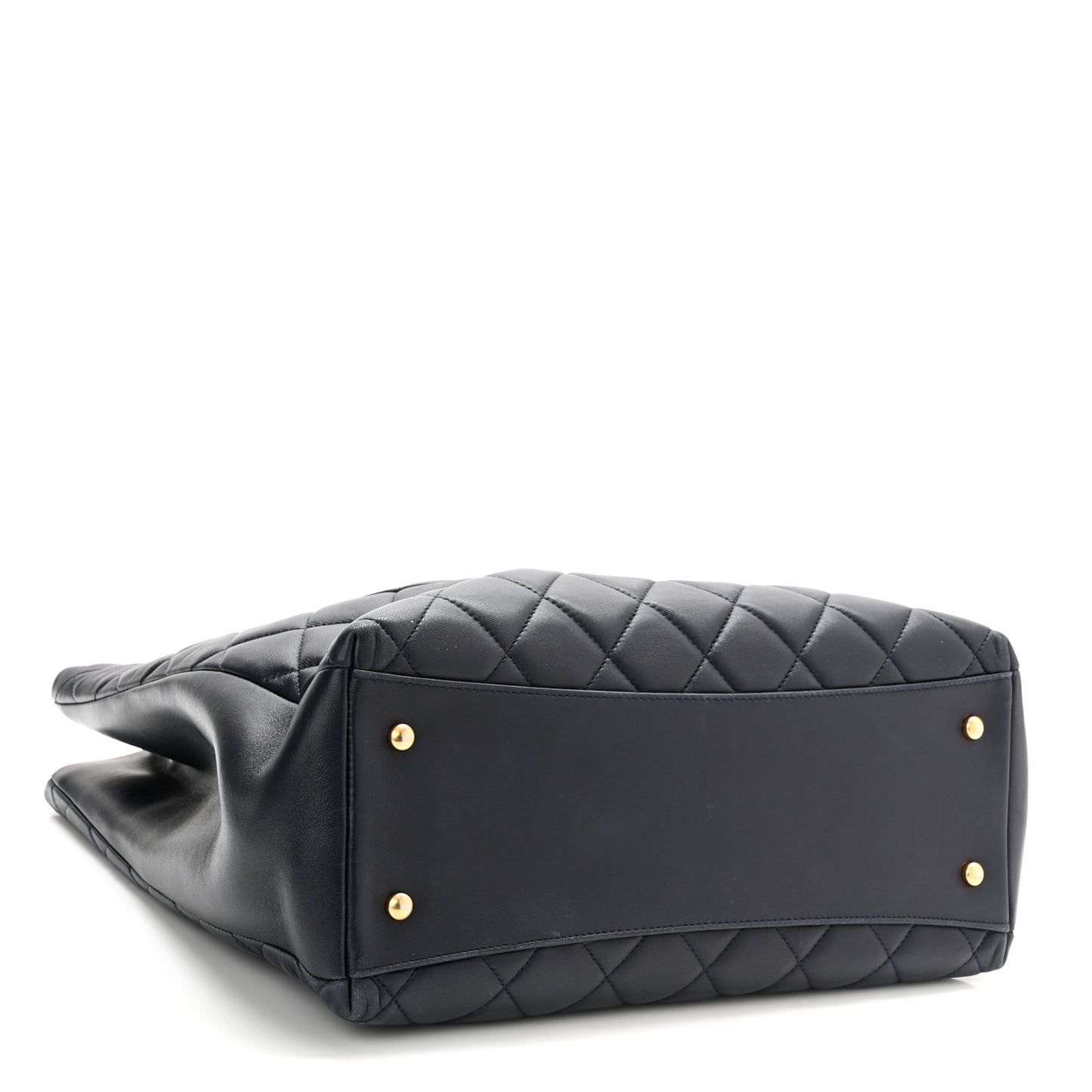 Lambskin Quilted Trendy CC Shopping Tote Navy